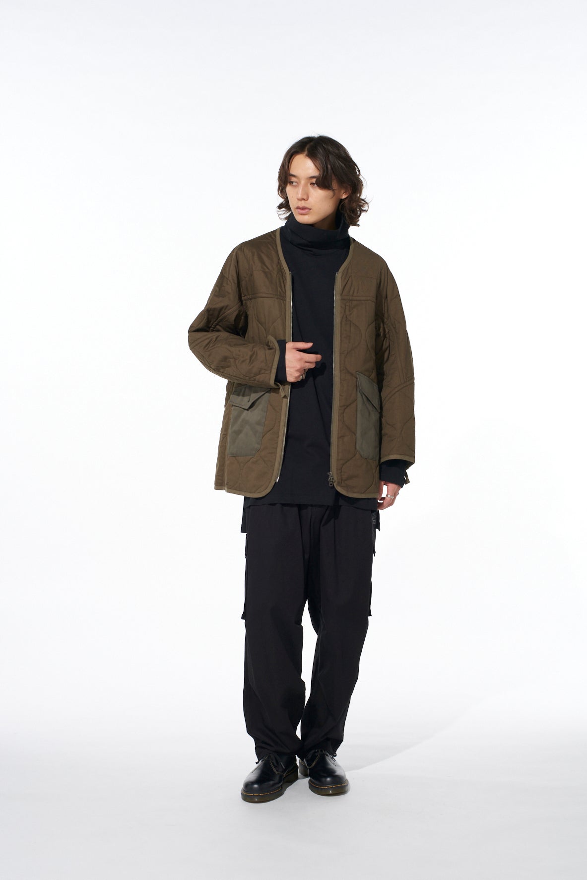 COTTON TWILL HOODED COAT WITH PADDED LINER