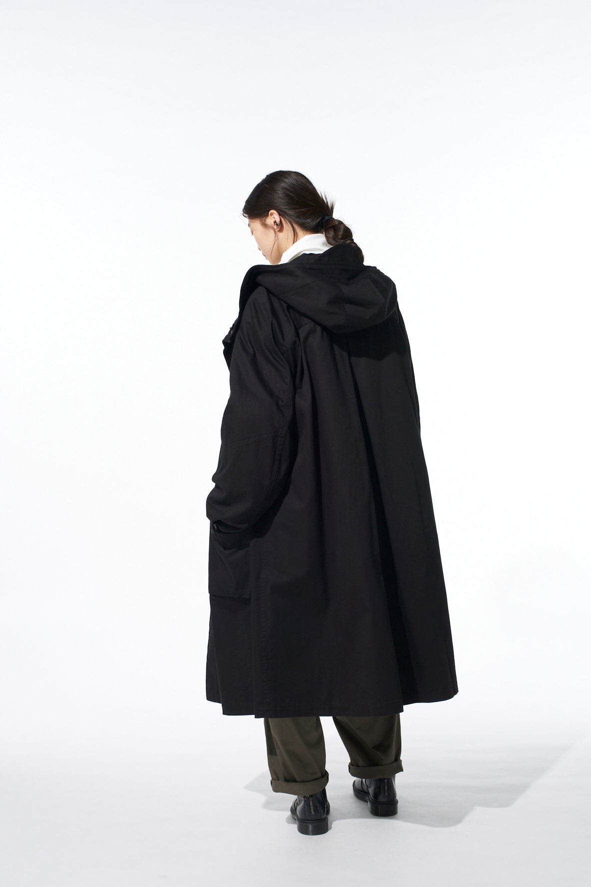 COTTON TWILL HOODED COAT WITH PADDED LINER
