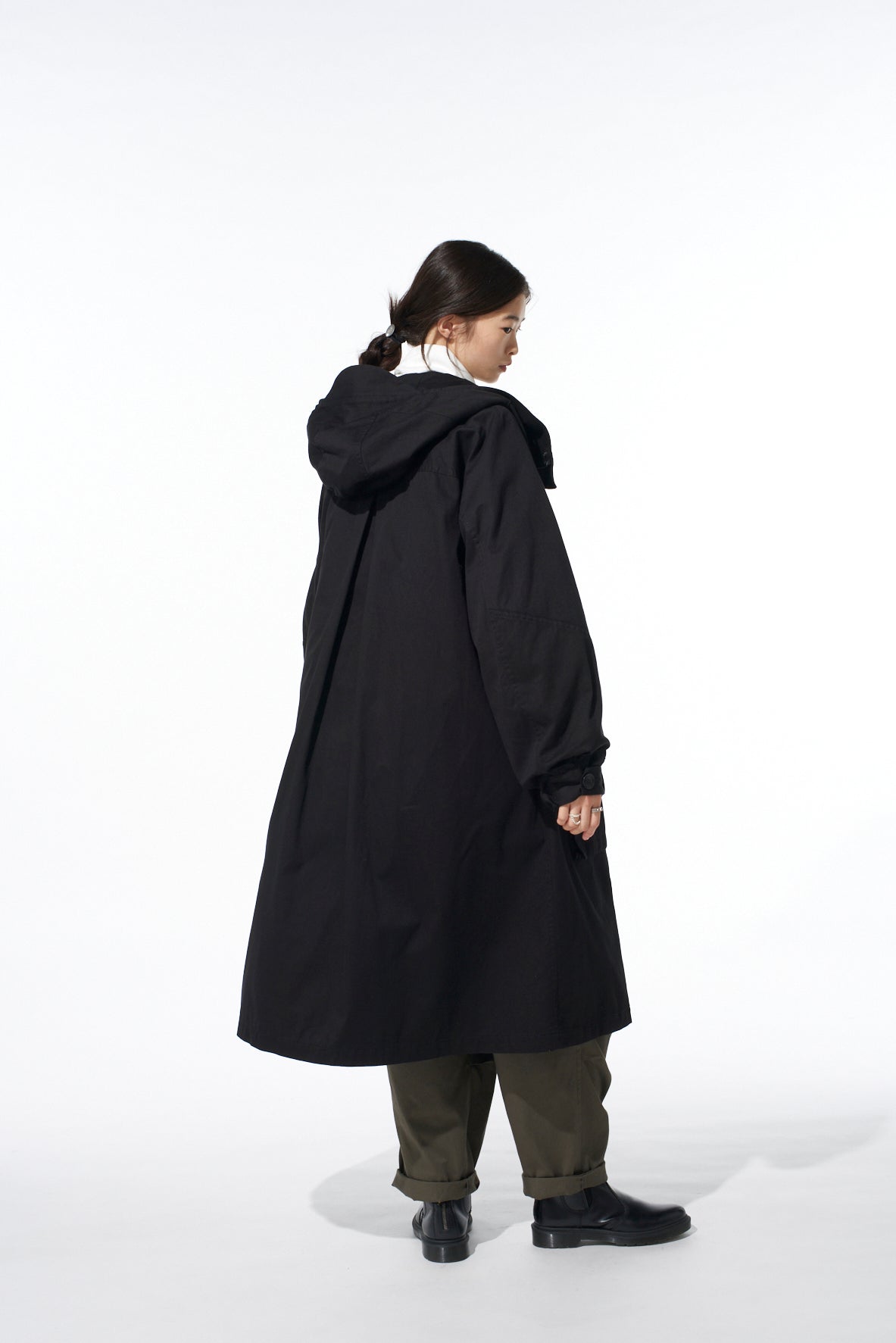 COTTON TWILL HOODED COAT WITH PADDED LINER