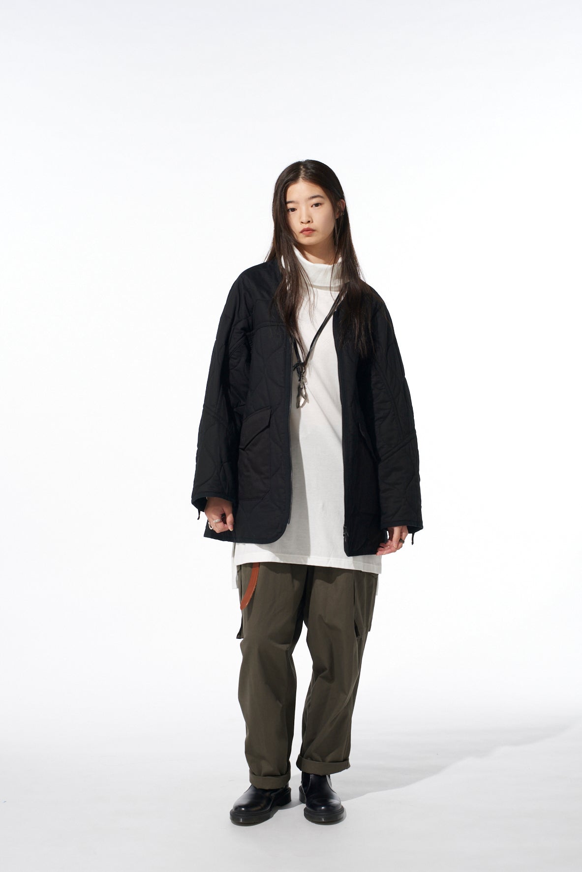 COTTON TWILL HOODED COAT WITH PADDED LINER