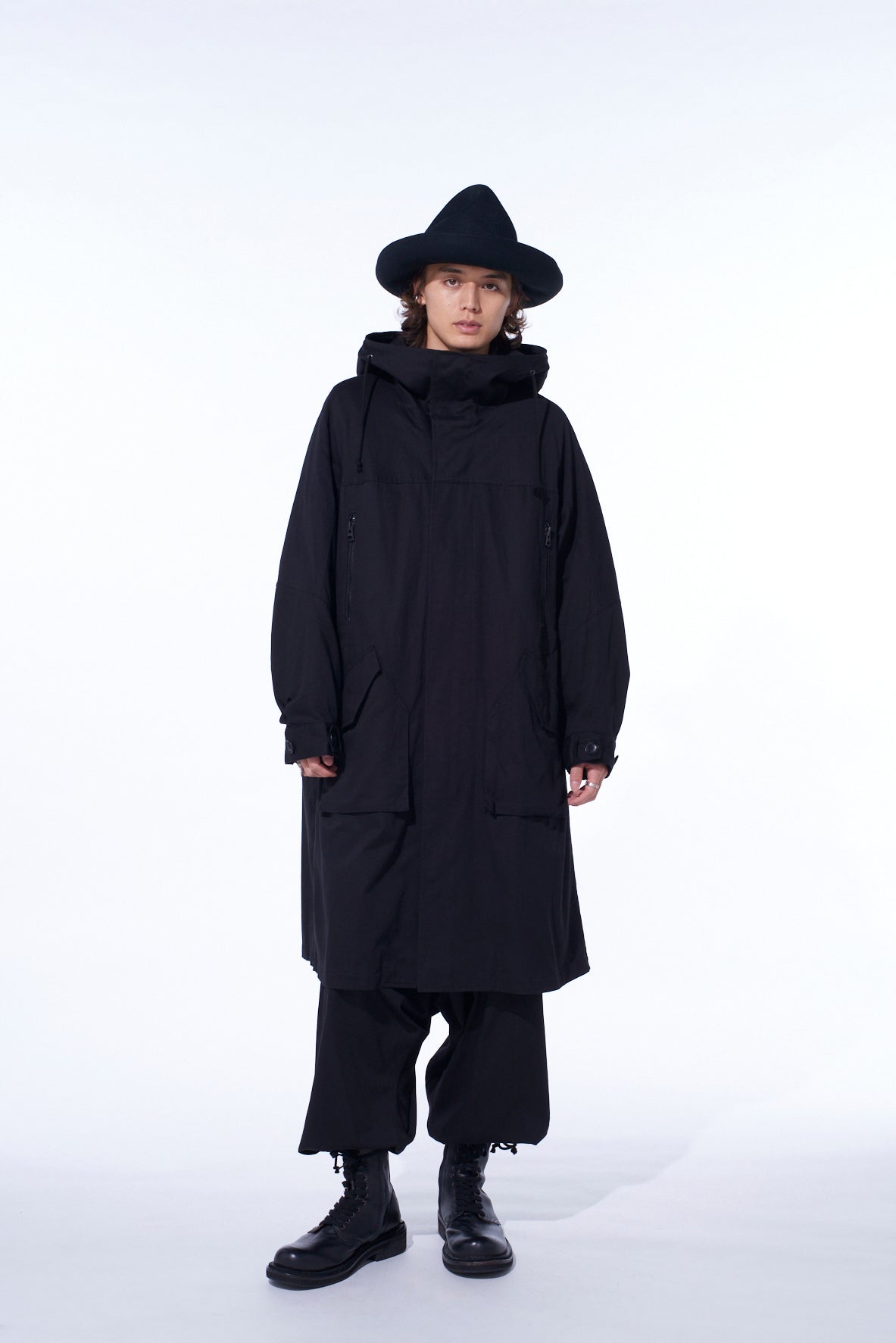 COTTON TWILL HOODED COAT WITH PADDED LINER