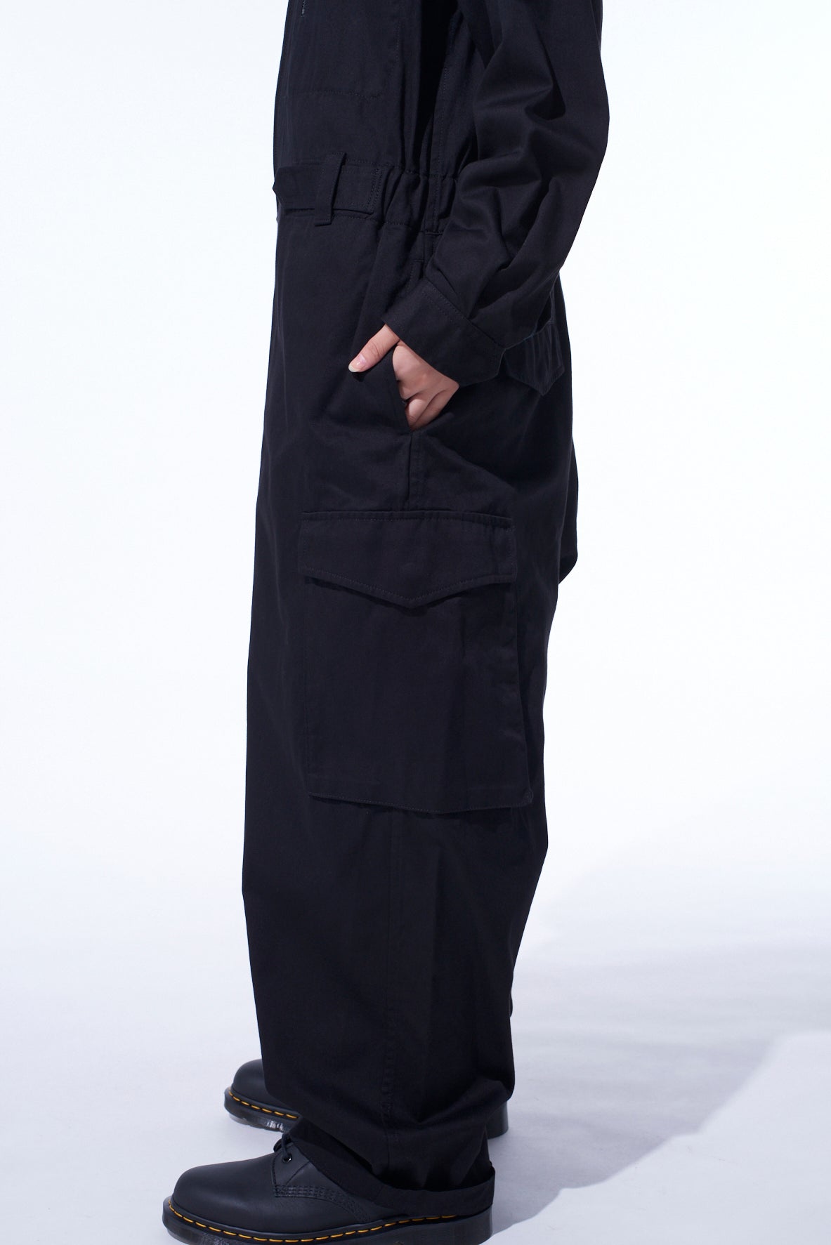 COTTON TWILL 6-POCKET ZIP-UP JUMPSUIT