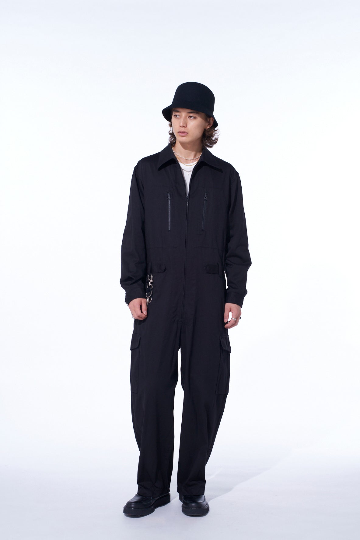 COTTON TWILL 6-POCKET ZIP-UP JUMPSUIT