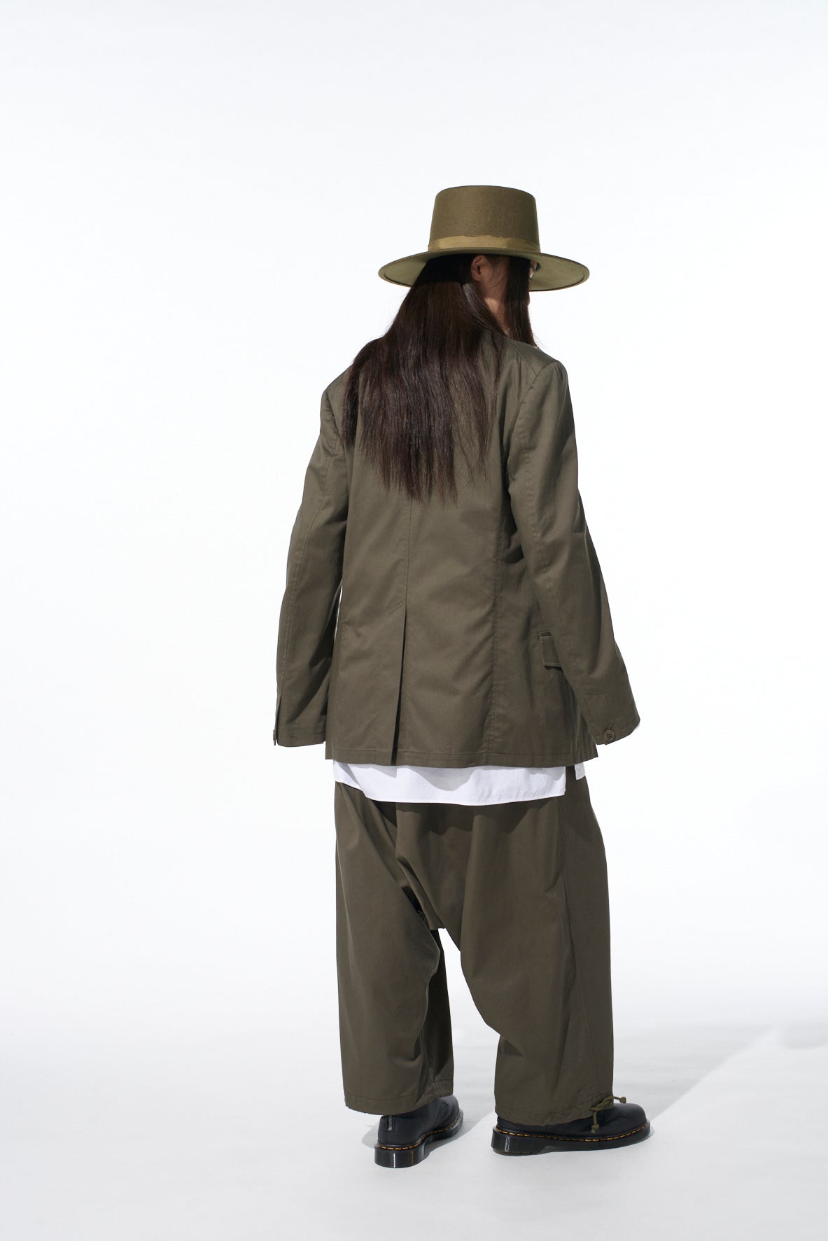 COTTON TWILL PEAKED LAPEL TAILORED JACKET
