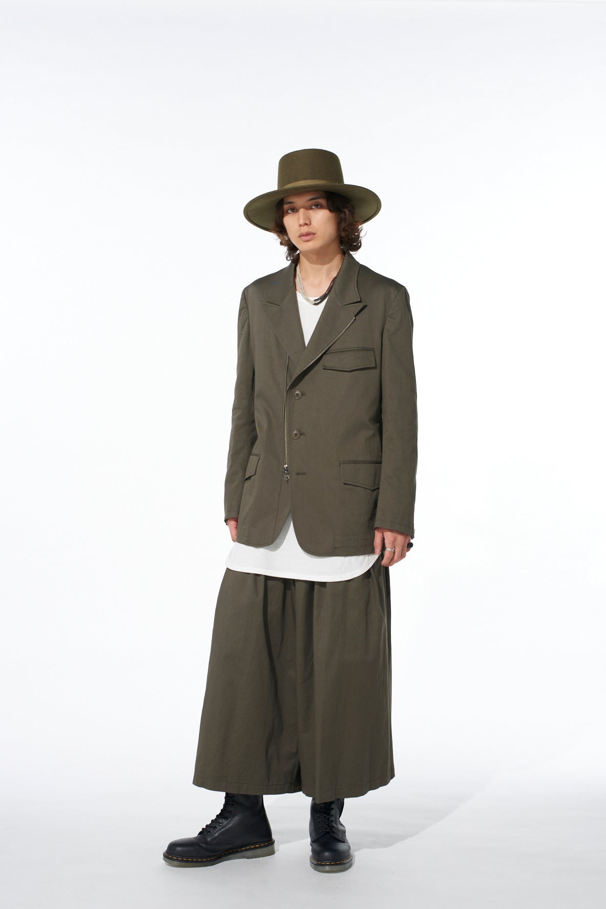 COTTON TWILL PEAKED LAPEL TAILORED JACKET