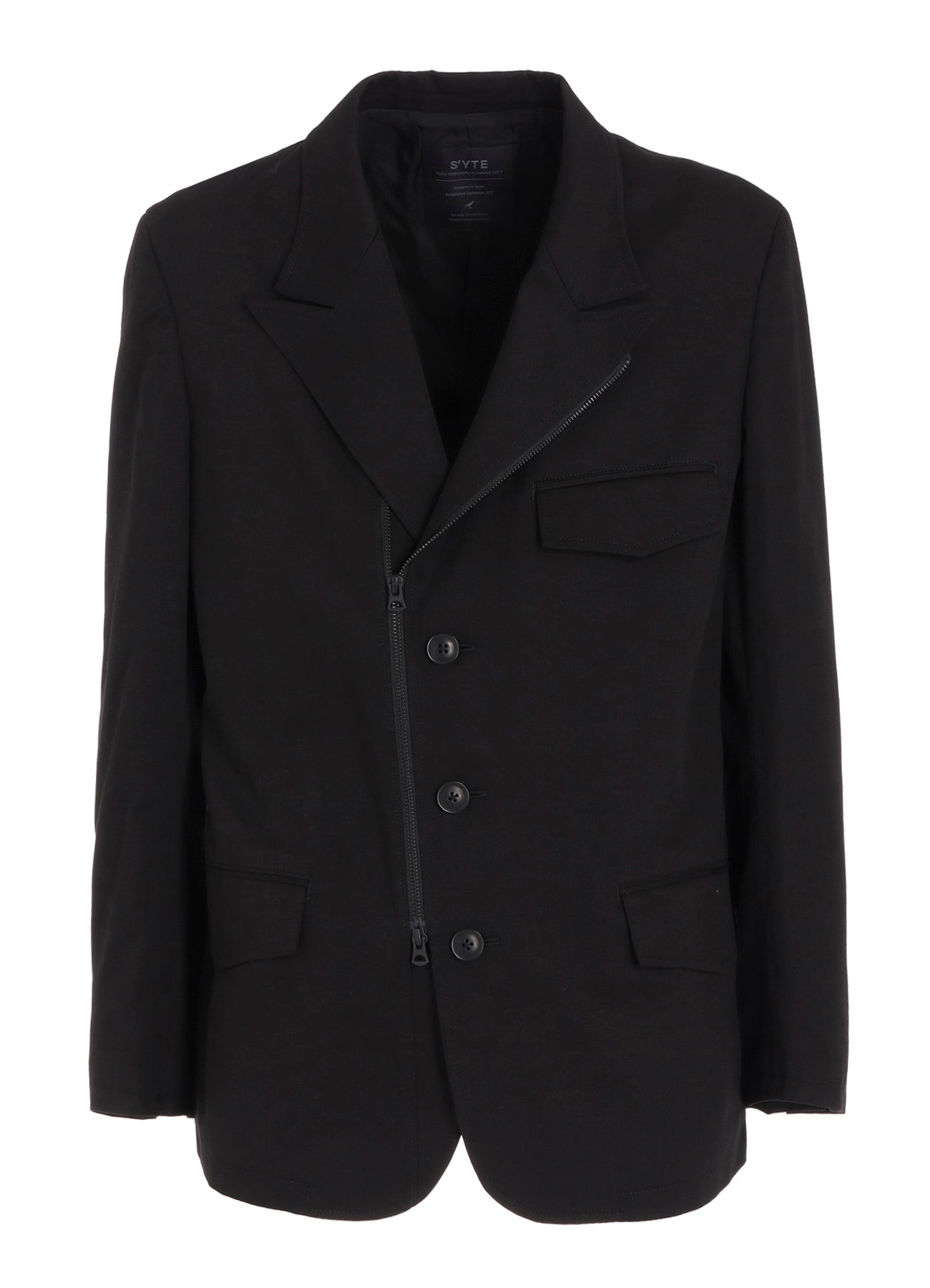 COTTON TWILL PEAKED LAPEL TAILORED JACKET
