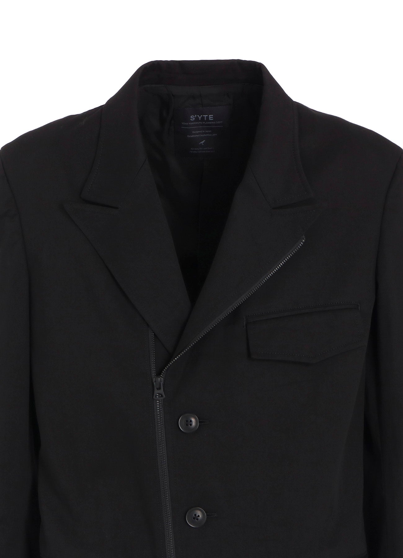 COTTON TWILL PEAKED LAPEL TAILORED JACKET