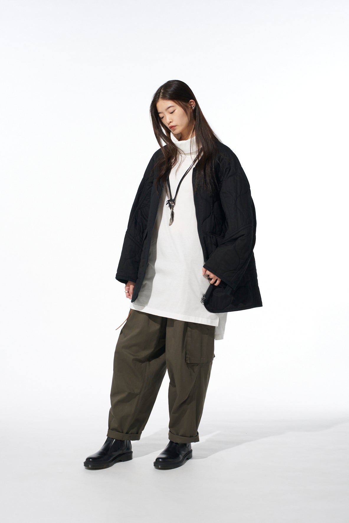 COTTON TWILL KNEE TUCK CARGO PANTS