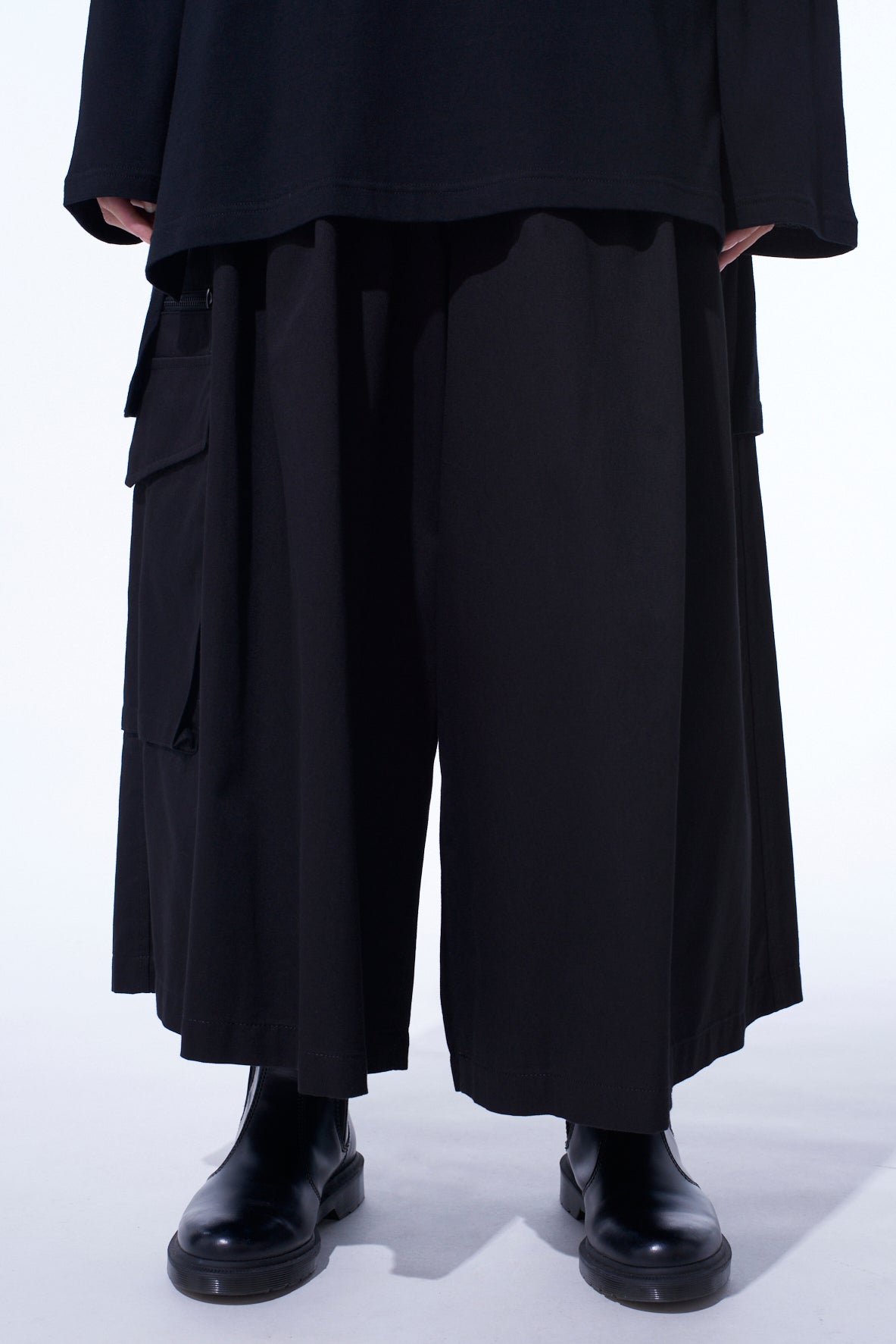COTTON TWILL CARGO CULOTTE PANTS