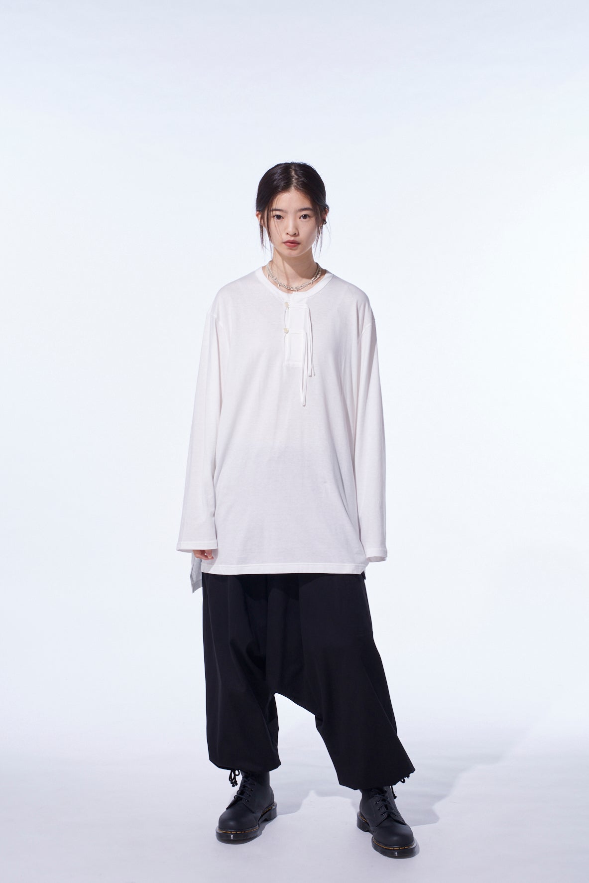 COTTON TWILL WIDE SAROUEL PANTS