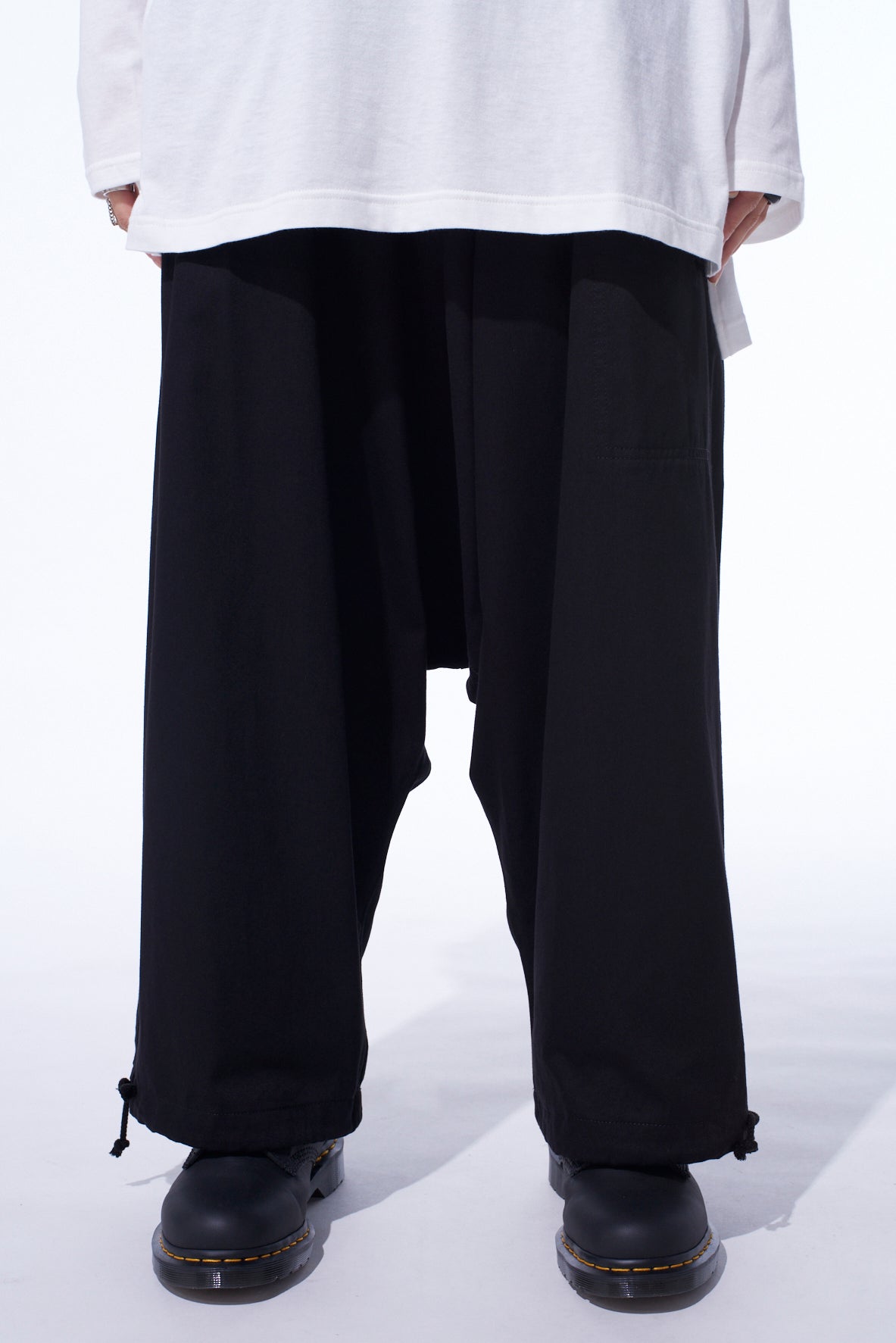 COTTON TWILL WIDE SAROUEL PANTS