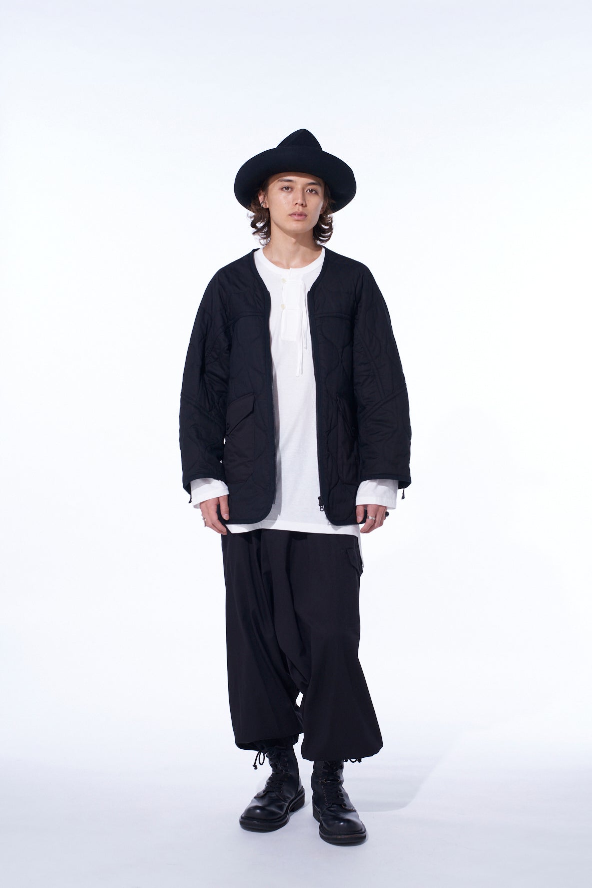 COTTON TWILL WIDE SAROUEL PANTS