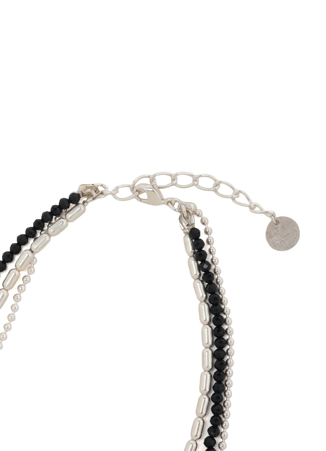 ONYX AND BRASS TASSEL LAYERED NECKLACE