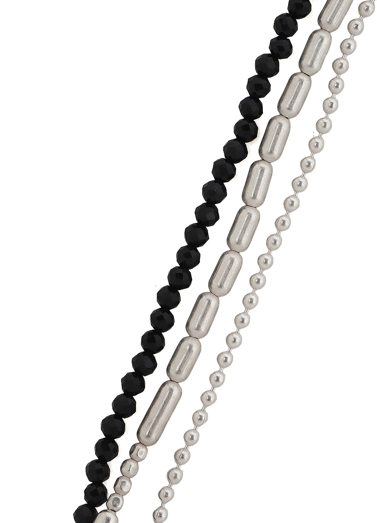 ONYX AND BRASS TASSEL LAYERED NECKLACE
