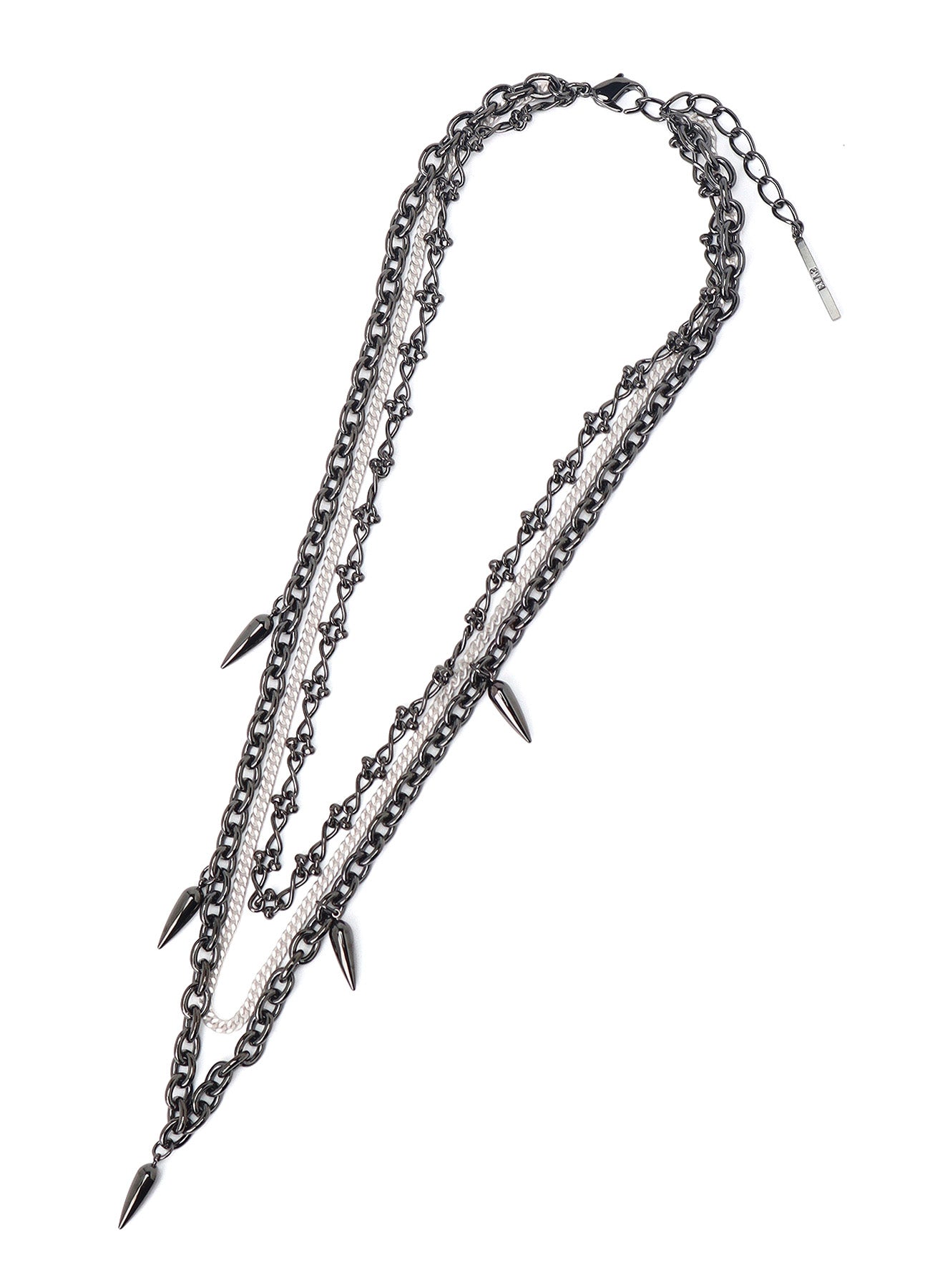 STUDS CONTRASTED TRIPLE CHAIN NECKLACE