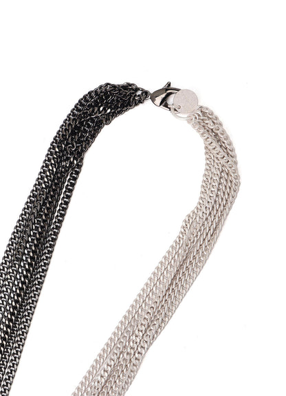 TWO-TONE CONTRAST MULTI CHAIN NECKLACE
