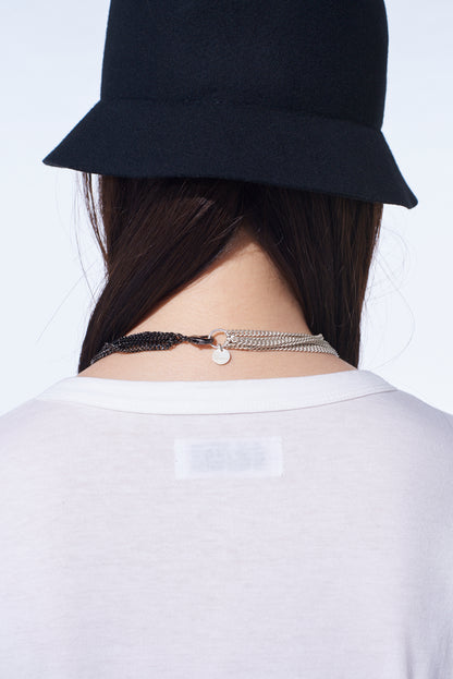 TWO-TONE CONTRAST MULTI CHAIN NECKLACE