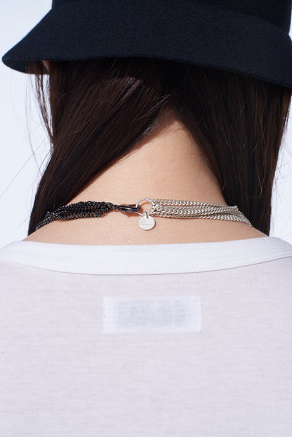 TWO-TONE CONTRAST MULTI CHAIN NECKLACE