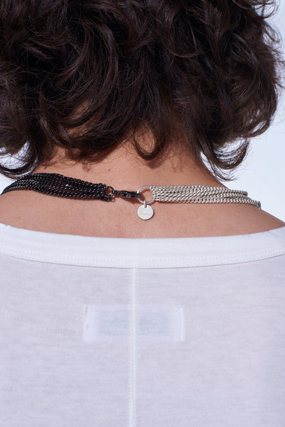 TWO-TONE CONTRAST MULTI CHAIN NECKLACE