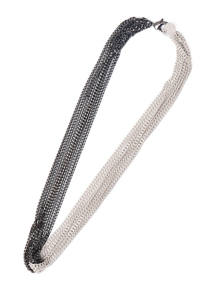 TWO-TONE CONTRAST MULTI CHAIN NECKLACE