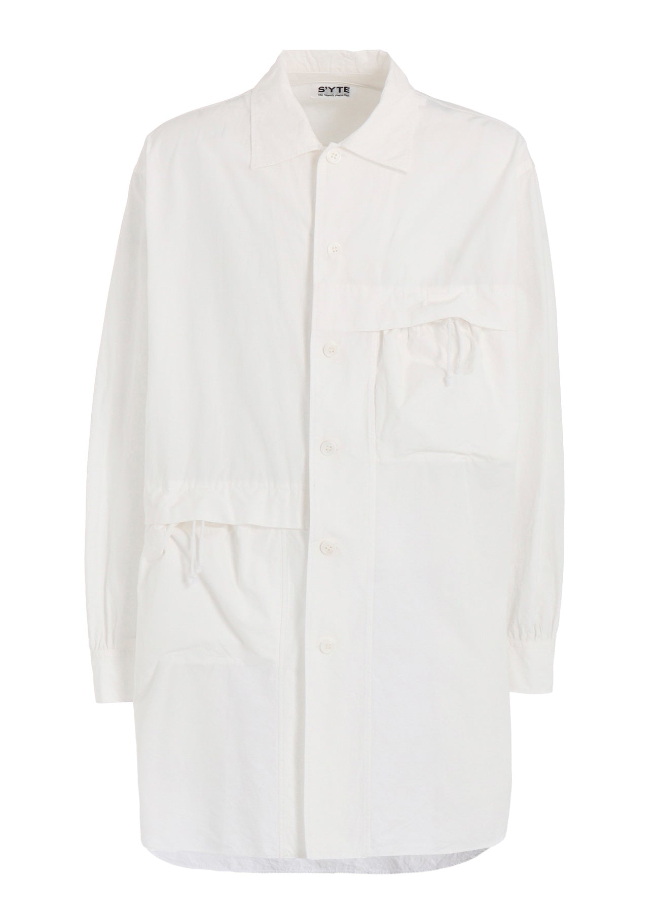 COTTON LINEN DRAWSTRING POCKET SHIRT