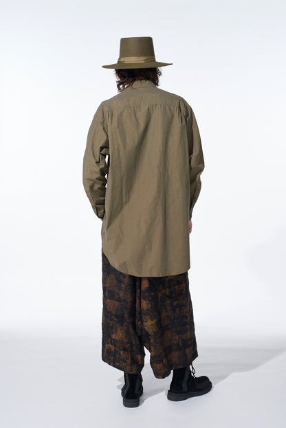 COTTON LINEN DRAWSTRING POCKET SHIRT