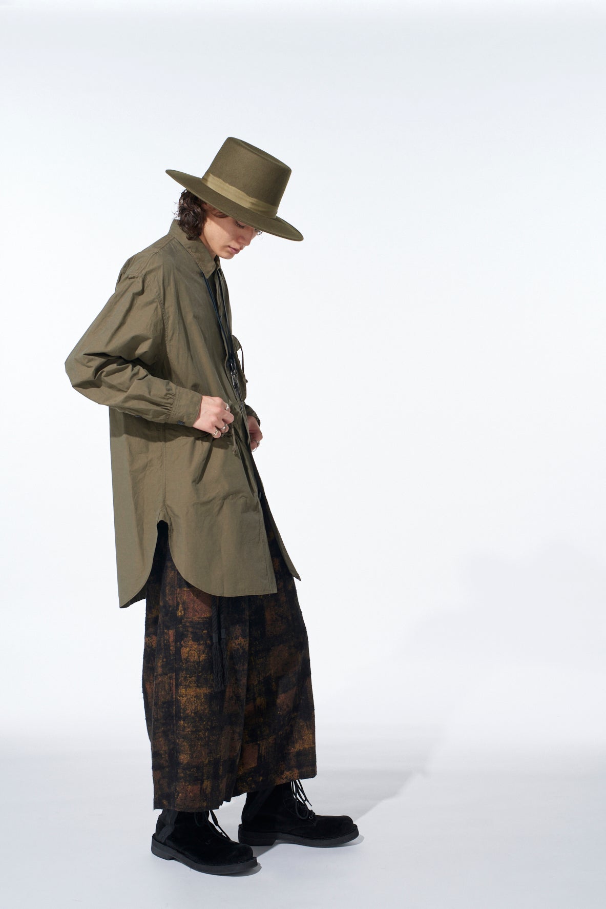 COTTON LINEN DRAWSTRING POCKET SHIRT