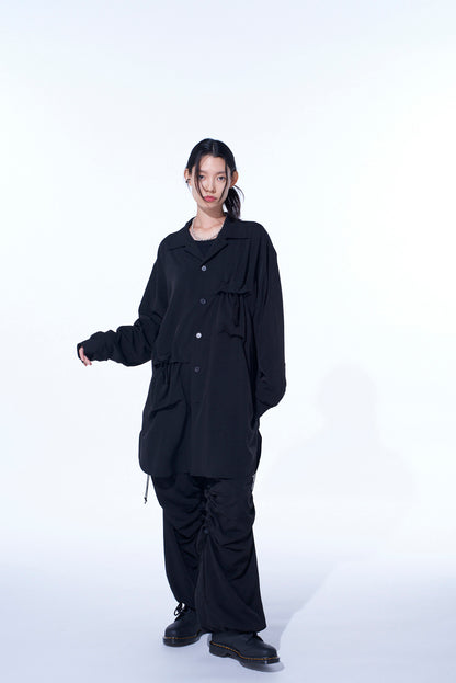 CREPE de CHINE SHIRRING POCKETS SHIRT