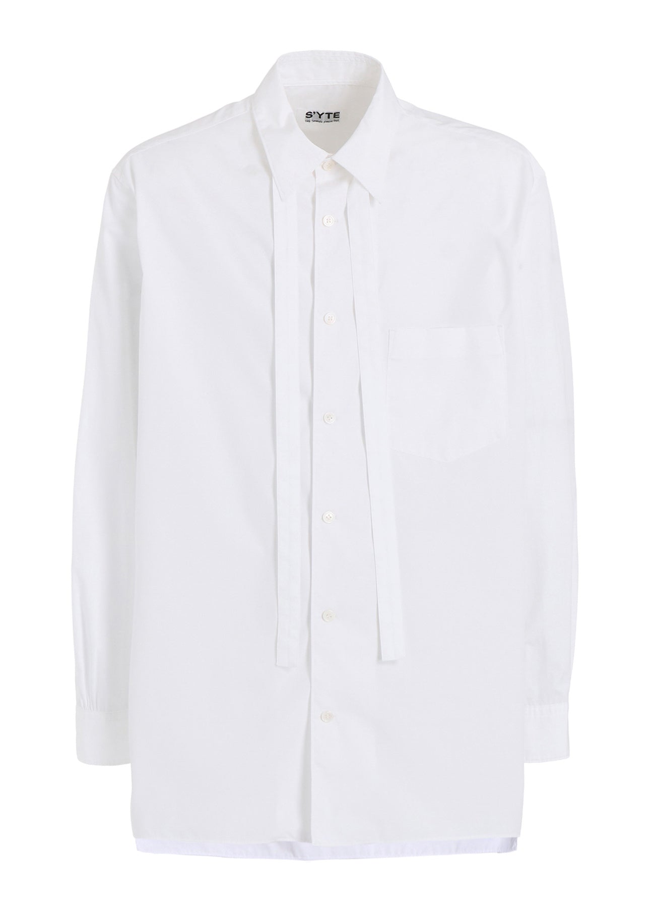 COTTON BROAD RIBON STAND COLLAR SHIRT
