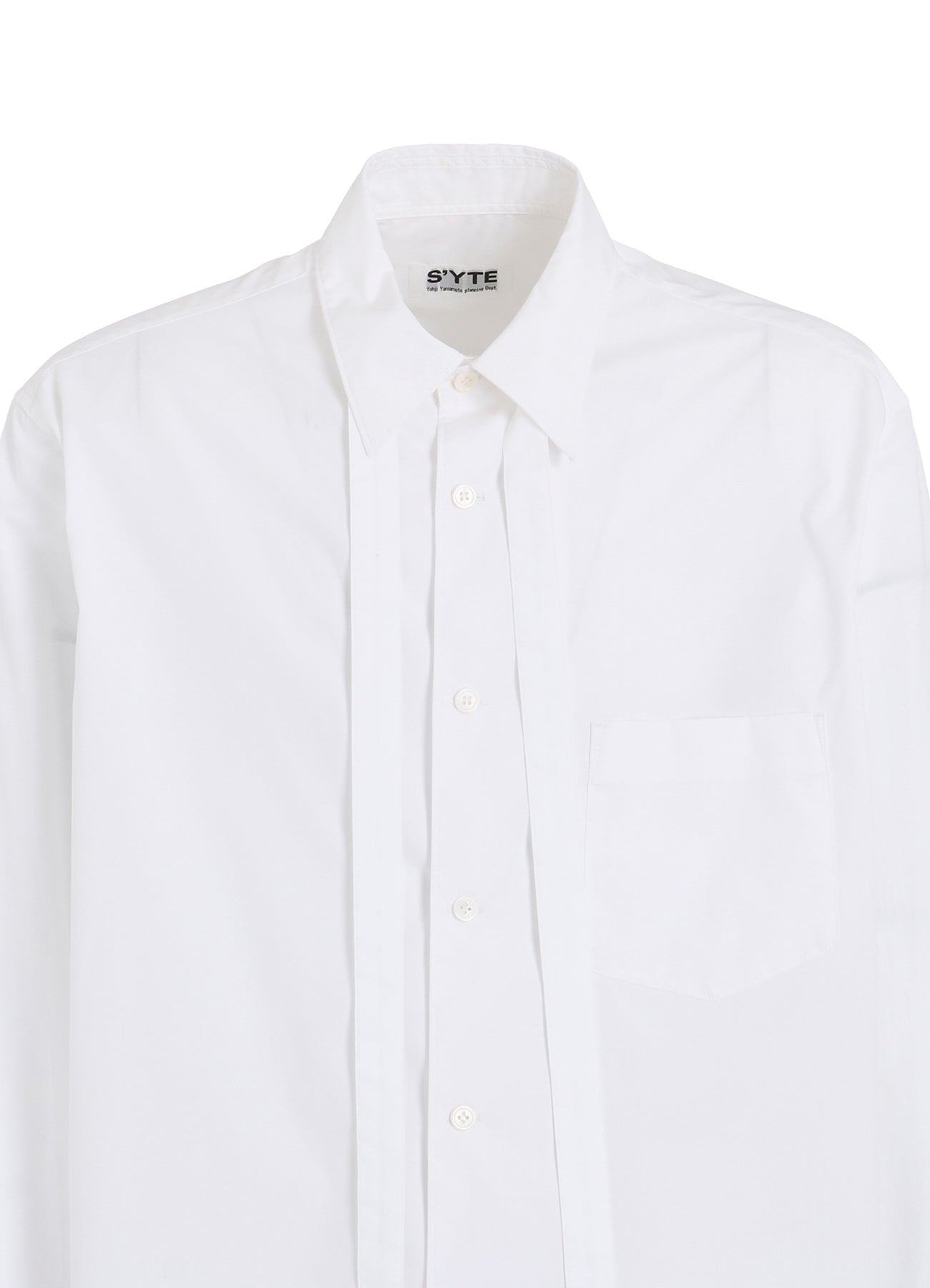 COTTON BROAD RIBON STAND COLLAR SHIRT