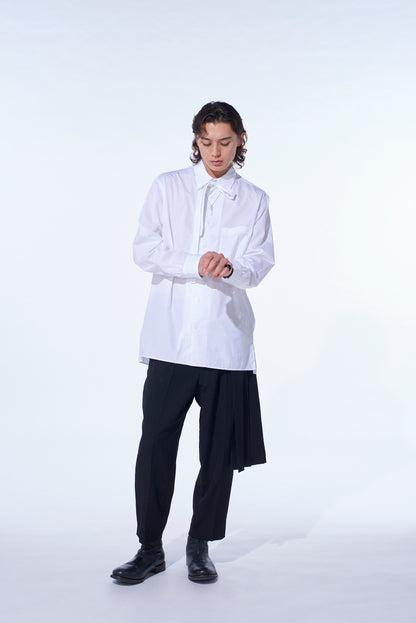 COTTON BROAD RIBON STAND COLLAR SHIRT