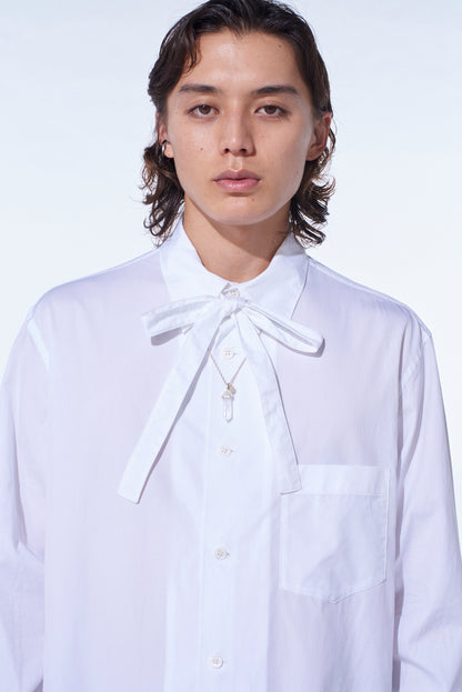 COTTON BROAD RIBON STAND COLLAR SHIRT