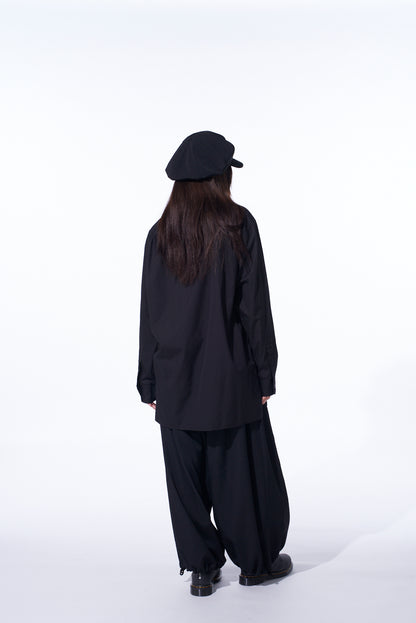 COTTON BROAD RIBON STAND COLLAR SHIRT