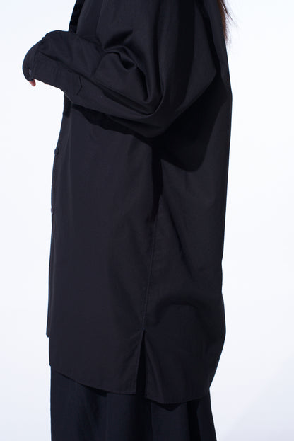 COTTON BROAD RIBON STAND COLLAR SHIRT