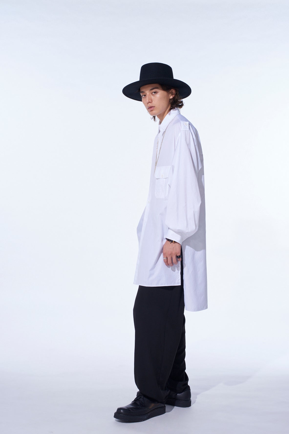 COTTON BROAD OVERSIZED DOUBLE COLLAR SHIRT