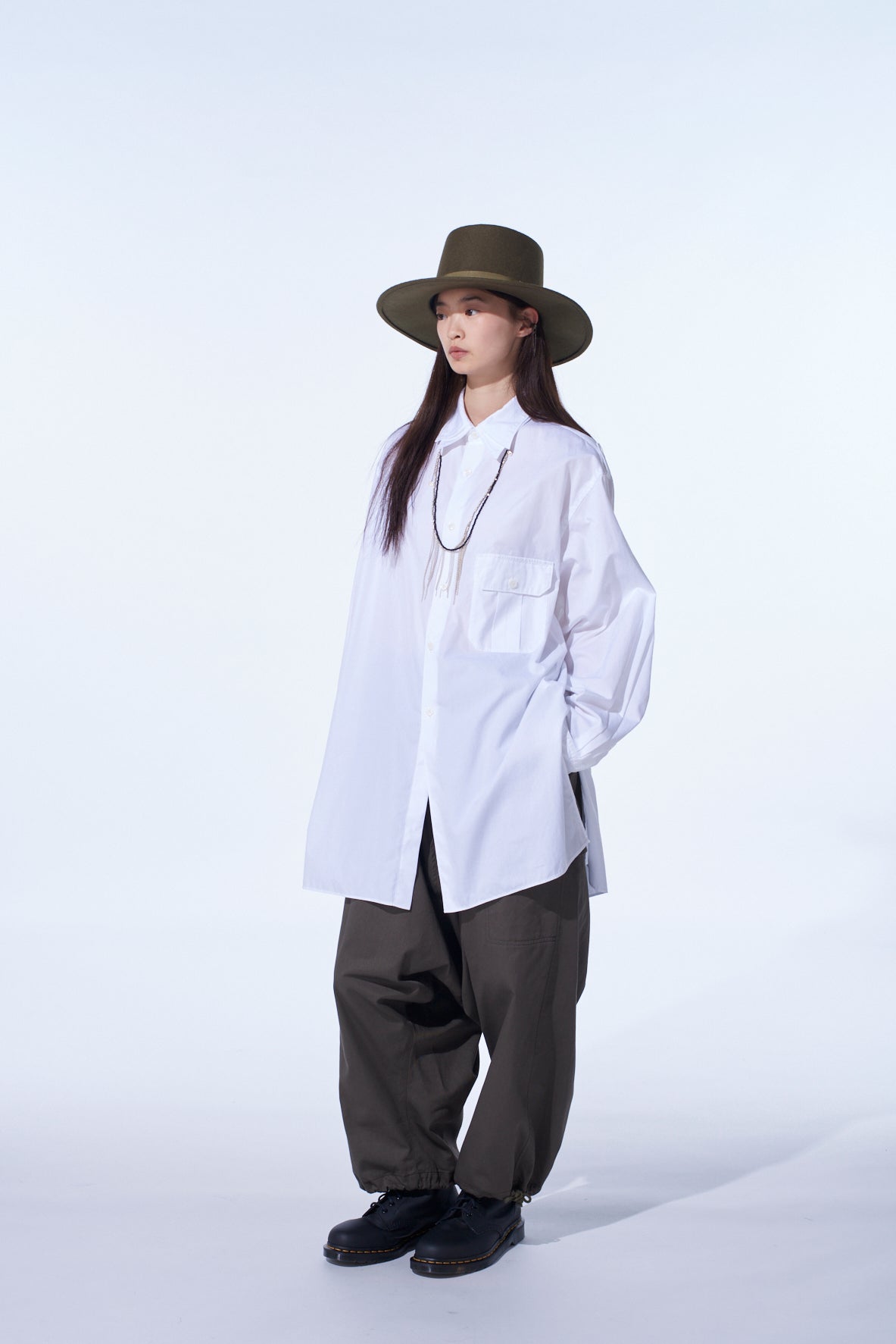 COTTON BROAD OVERSIZED DOUBLE COLLAR SHIRT