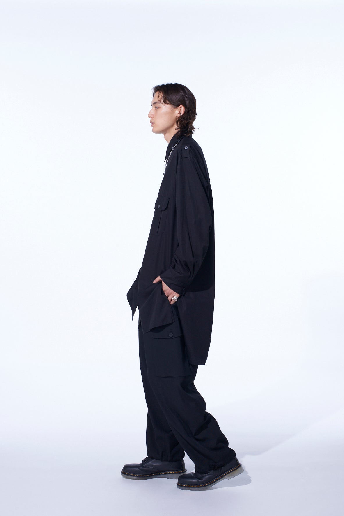 COTTON BROAD OVERSIZED DOUBLE COLLAR SHIRT