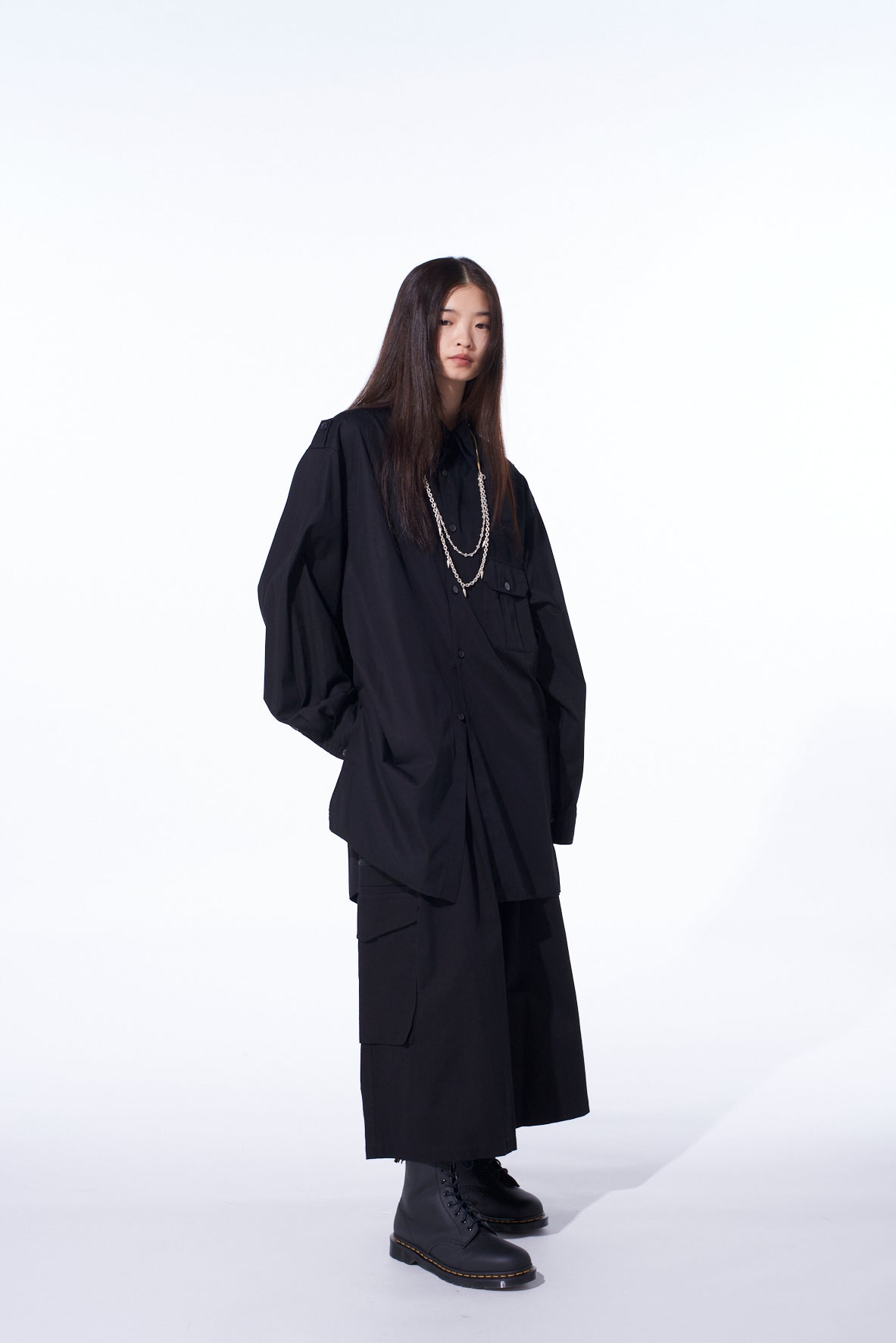 COTTON BROAD OVERSIZED DOUBLE COLLAR SHIRT