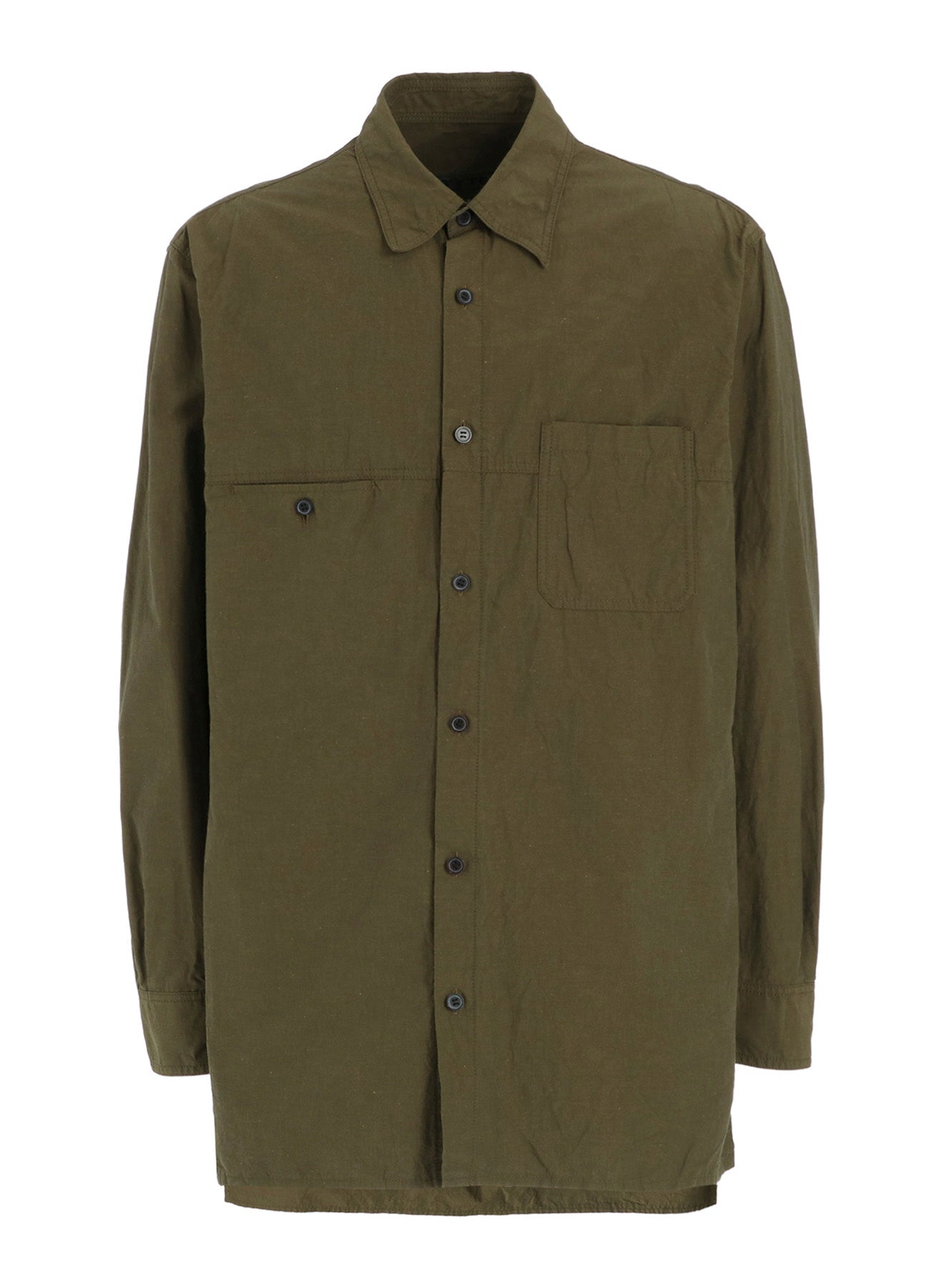 COTTON LINEN SINGLE WELT POCKET SHIRT
