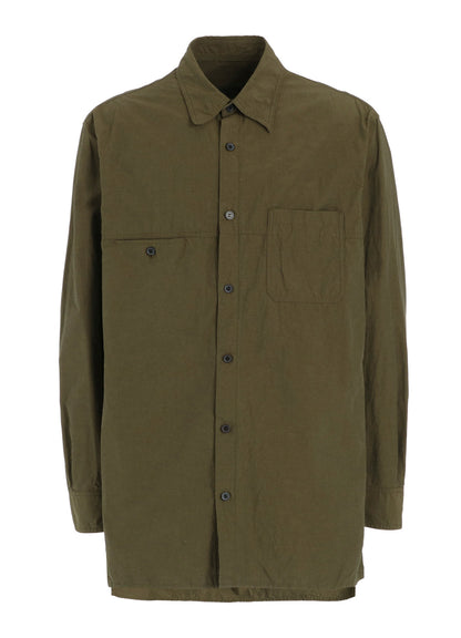 COTTON LINEN SINGLE WELT POCKET SHIRT