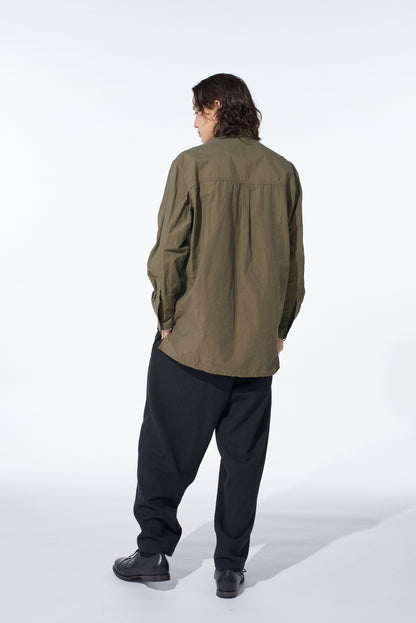 COTTON LINEN SINGLE WELT POCKET SHIRT