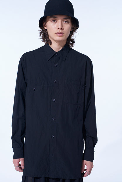 COTTON LINEN SINGLE WELT POCKET SHIRT