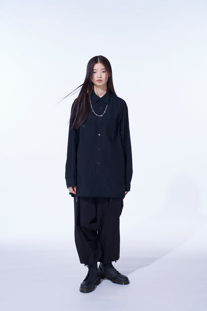 COTTON LINEN SINGLE WELT POCKET SHIRT