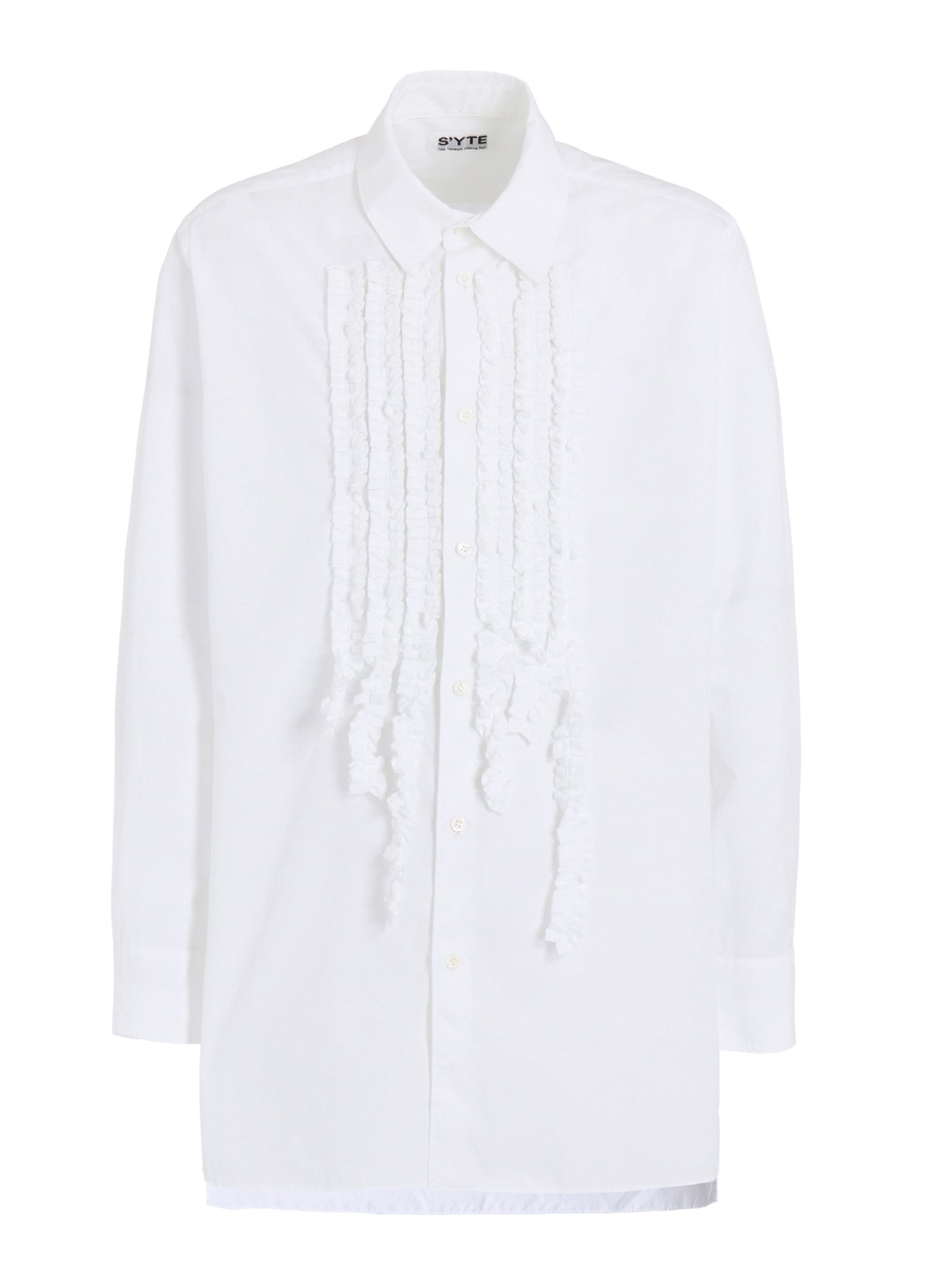 COTTON BROAD ASYMMETRICAL FRILL SHIRT