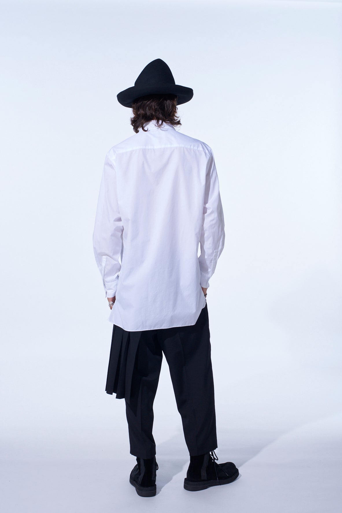 COTTON BROAD ASYMMETRICAL FRILL SHIRT
