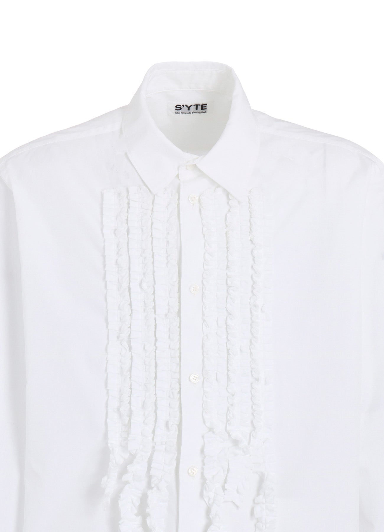 COTTON BROAD ASYMMETRICAL FRILL SHIRT