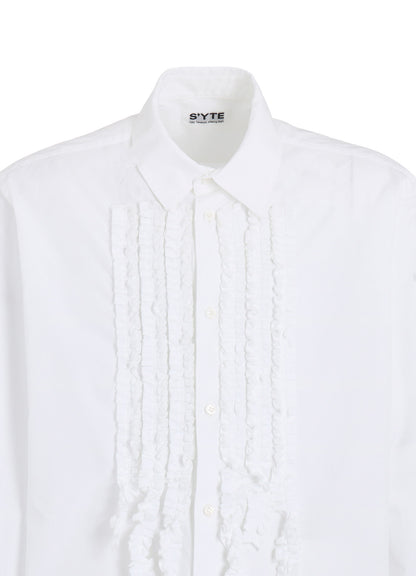 COTTON BROAD ASYMMETRICAL FRILL SHIRT