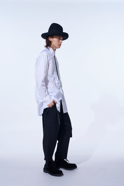 COTTON BROAD ASYMMETRICAL FRILL SHIRT