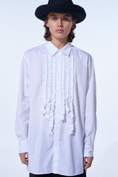 COTTON BROAD ASYMMETRICAL FRILL SHIRT