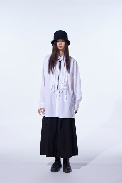 COTTON BROAD ASYMMETRICAL FRILL SHIRT